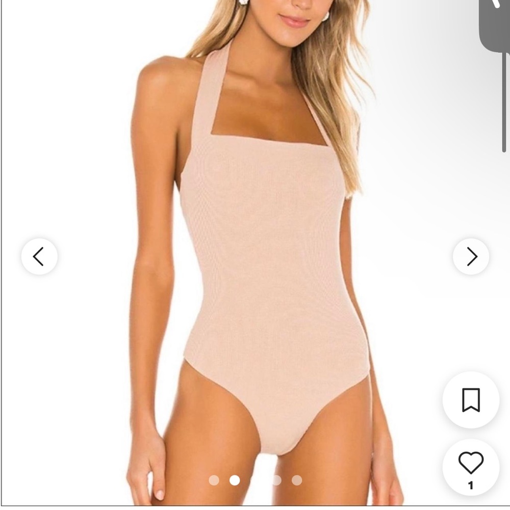 Superdown Candice Halter Bodysuit Nude